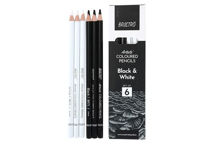 Brustro%20Artists%20Black%20&%20White%20Coloured%20Pencils%20Set%20of%203%20Whites%20and%203%20Blacks%20-%20Image%203