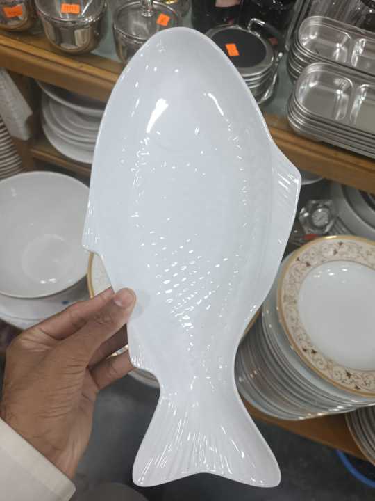 Excusive%20Fish%20Design%20Serving%20Dish%2012"Inch,Oven%20Proof%20melamine%20Serving%20Platte%20Serving%20Tray%20bowl%20-%20Full%20White%20-%20Image%202