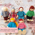 7Pcs/Set Cartoon Family Wooden Movable Jointed Doll Parent-child Toys Kids Gift. 