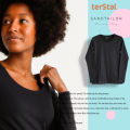 ladies long sleeve top round neck export pure cotton.