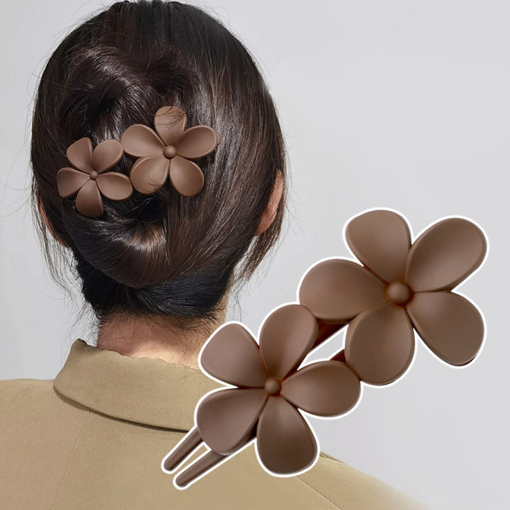 Korean Style Fashion Flower Hair Clip Non-Slip Matte Hair Claw Ponytail Holder Duckbill Clips For Women Girls Hair Accessories Yao Store