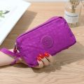 【Wweirdoo】Fashion Womens Organizer Zipper Coin Purse Casual Solid Simple Wrist Strap Card Ladies wallet.