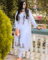 জর্জেট থ্রি পিস- White Color Jorjet/Georgette Embroidery Work Salwar Kameez Three Piece For Women (3 Piece) - 3 Pice Dress. 