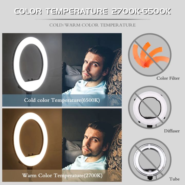 SH%2018%20Inch%20Knob%20Ring%20Light%20LED%20Selfie%20Video%20Lamp%20With%20Tripod%20Stand%20Phone%20Clip%20For%20YouTube%20Live%20Lighting%20Photo%20Photography%20Studio%20-%20Image%205
