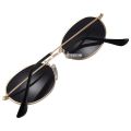 Oval Sungles Vintage Male Female Retro Sun Gles Round Eyewear S8006 Gold frame Black.