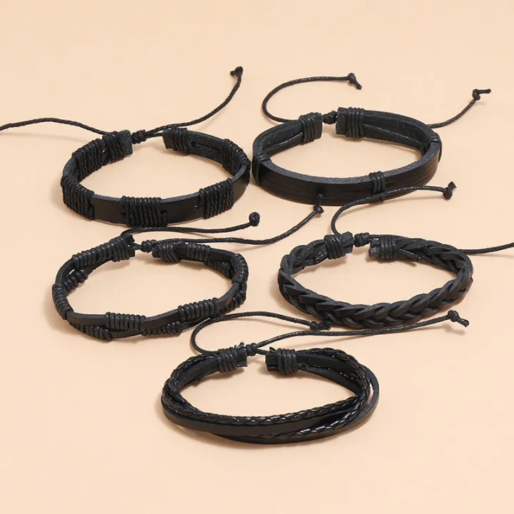 Men's%20Bracelets%20Set%205pcs%20Mixed%20Leather%20Wrap%20Bracelet%20Black%20Bangles%20Punk%20Male%20Rock%20Male%20Jewelry%20Accessory%20Small%20Gift%20-%20Image%206