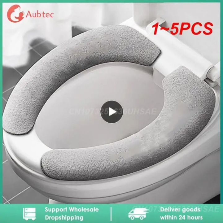 1~5PCS Pair Universal Adhesive Toilet Pad Flannel Toilet Seat Covers Reusable Toilet Seat Filling Washable Bathroom Mat Seat
