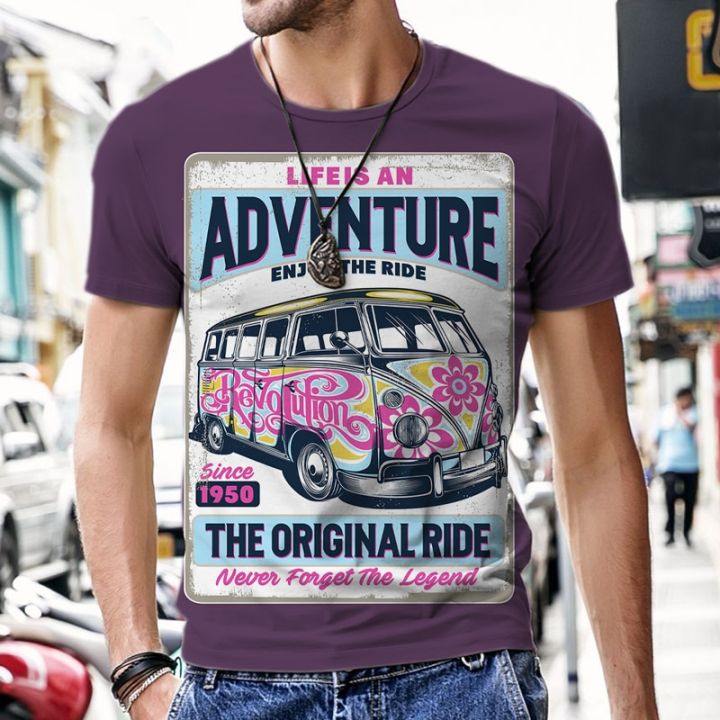 Men's T-shirts Vintage Car Design Luxury Short Sleeve Casual Street Outfit Harajuku Tops Beach Hip-hop Fashion Hot Sportswear