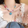 Candy sweetheart dopamine outfit cute style necklace vacation style sweet cool babes clavicle chain butterfly tassel.