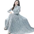 Women's Stylish Formal Long Sleeve Digital Print One Piece Long Gown Kurti.