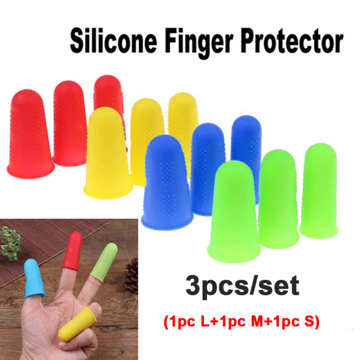 3Pcs Silicone Anti-cut Heat Resistant Finger Protector Fingers Cap Cooking Tool Fullhouse