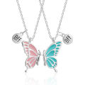 2PCS Best Friend Butterfly Necklaces BFF Friendship Necklace for 2 Girls Lover Couple Necklace Long Distance Birthday Gifts. 