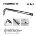 Chrome Polished Stainless Steel L-Shaped Shower Arm Extension for Rainfall Shower Head - 12 inch Length. 