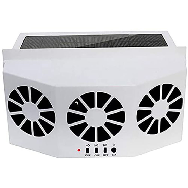 Solar Powered Car Ventilator,Solar Car Front/Rear Window Fan Exhaust Fan,Car Radiator,Eliminate Peculiar Smell White