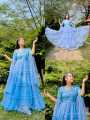 Smooth Colored-Barbie Gown Made by Premium Net Fabric with Exclusive Sequence Design-Designed Dress.