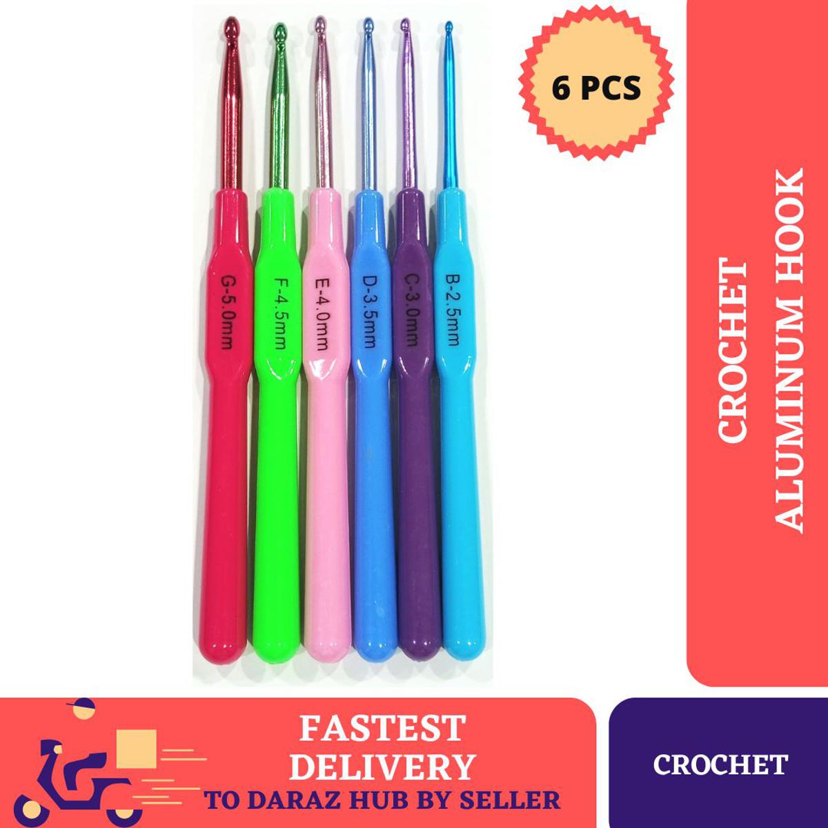 06 Pcs | Set Aluminium Crochet Hooks | 6 SIZE - Colorful