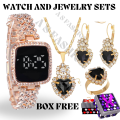 LED Display Digital Touch Screen Watch Necklace Earrings and Ring Box Free Gift Item For Girls and Women.