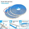 IP68 Waterproof LED Strip 2835 12V 24V Light Adhesive Tape with 2-pin Wire/ DC Plug 120 LEDs Flex Cold/Warm/Natural White Decor.