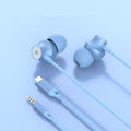 2023 New In-Ear Wired Earphones 3.5mm Round Mouth Type-C Flat Mouth Earphones Metal Heavy Bass Earbuds Blue/Pink/White/Black. 