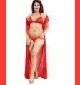 3 Part Satin Solid Women Nighty Set - Night Dress For Women - Night Dress For Women. 