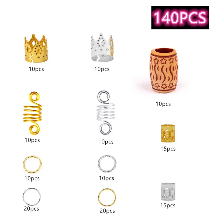 60-170pcs%20Hair%20Braid%20Dreadlock%20Beads%20Cuffs%20Clips%20Braid%20Spiral%20Braid%20Hair%20Extension%20for%20Accessories%20Hair%20Ring%20Mixing%20-%20Image%205