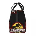 Custom Jurassic Park Dinosaur Print Lunch Bag Men Women Cooler Thermal Insulated Lunch Box for Adult Office. 