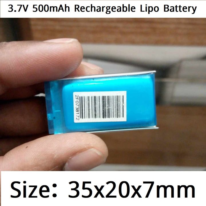 500mAh%20Bluetooth%20Headphone%20Battery%203.7V%20Rechargeable%20Battery%20500mAh%20Battery%20Size%2035x20x7mm%20Lithium%20Polymer%20Rechargeable%20Battery%20-%20Image%204