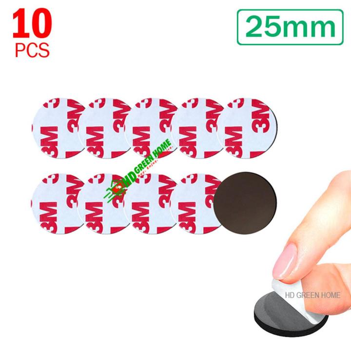 10 pcs x 25mm Round Magnet Tape Sticker Flexible Rubber Dot Magnetic Tape