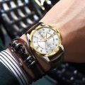 BINBOND Luxury Business Man Wristwatch Waterproof Luminous Date Week Men Watch For Men Quartz Clock Leather Men's Watches reloj.