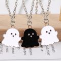 Couple Ghost Necklace-2pcs-Little Ghost Pendant Necklace-Black White - Fashion Couple Female Student Accessories. 
