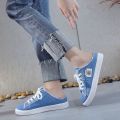 2023Spring and Summer New Canvas Shoes Female Students Half Slippers Slip-on Lofter Versatile Breathable Casual White Shoes Fashion.