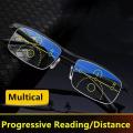 +1.5 To +4.0 Diopters Progressive Reading Glasses High-Quality Half Frame Adjustable Multifocal Glasses Blue Light.