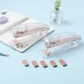 RHS Online Portable Fashion Acrylic Transparent Rose Gold Stapler School Stationery Hand-held Staplers Office Binding Stapling Machine Paper Stapler.
