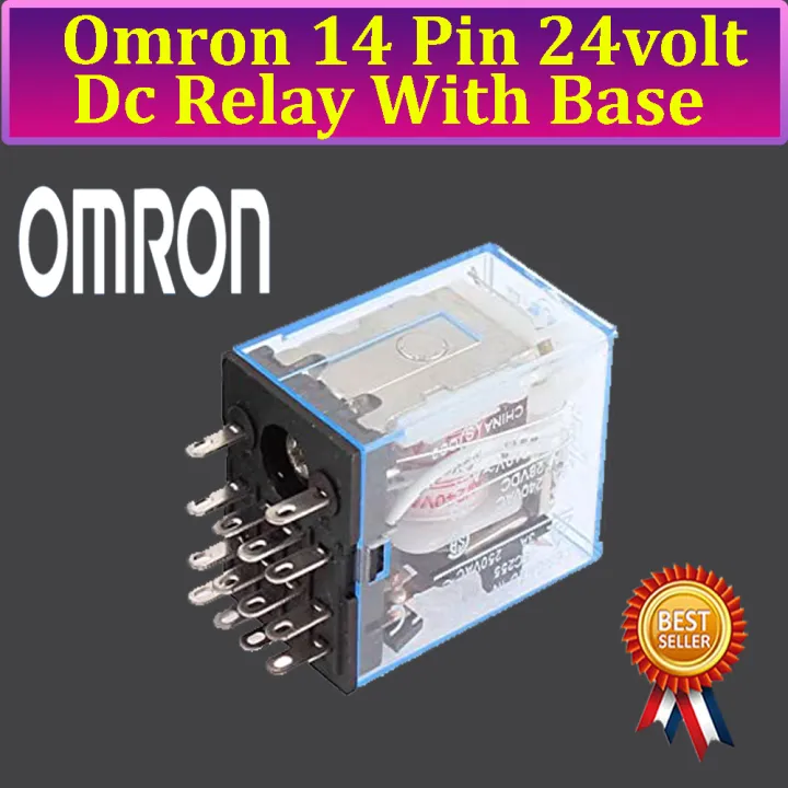 Omron%20Dc%2024V%20Coil%2014%20Pin%20Dpdt%205A%20Power%20Electromagnetic%20Relay%20With%20Base%20-%20Image%202
