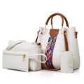 Cross-border bag women's 2023 new fashion two-piece bag four-piece set of large-capacity contrasting hand-to-carry shoulder crossbody bag.