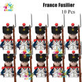 【selevn roind】Napoleonic Wars Soldiers Building Blocks WW2 Mini Action Figures French British Fusilier Rifles Weapons Toys For Kids.
