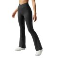 Flared Leggings Ribbed Crossover V Waist Women's Yoga Pants Control Tummy High Waist Wide Leg Pants Casual Flare Pants Female. 