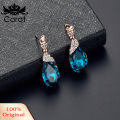 Carat Women Water Drop Shape Rhinestone Pendant Ear Stud Earrings Necklace Jewelry Set. 