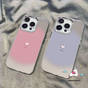 Bilashmart Simple Couples Luxury Plating Metal Lens Case Compatible for IPhone 7Plus 12 15 14 11 13 Pro Max XR 6S 7 8 6 5 Plus XS Max X SE 2020 Cartoon Trendy Pink Purple Cute Love Heart Case