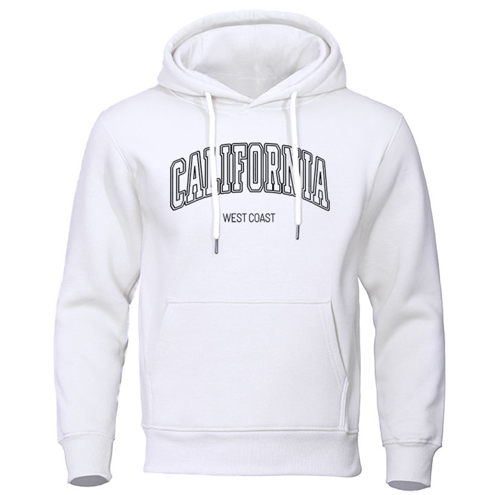 U.S.A California West Coast Letter Print Male Hoodie Loose Oversized Hooded Fashion Breathable Sweatshirts Hip Hop Street Coats Superman