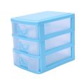 PDTYMWNG 2X Mini Translucent Drawer Type Plastic Storage Box（Blue 3 Layers）. 