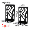 1 Pair Book Ends Hollow Out Bookend Support Stable Black Stand Iron Metal Bookends Home Office Desk Storage Books Organizer Tool.