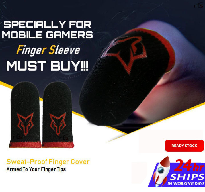 Cyber%20Fox%201%20Pair(2%20Pcs)%20Breathable%20Mobile%20Finger%20Sleeve%20/%20Sweatproof%20Gloves%20For%20Mobile%20Gaming%20-%20Black%20/%20Finger%20Grip%20For%20Gaming%20-%20Finger%20Sleeve%20-%20Image%202
