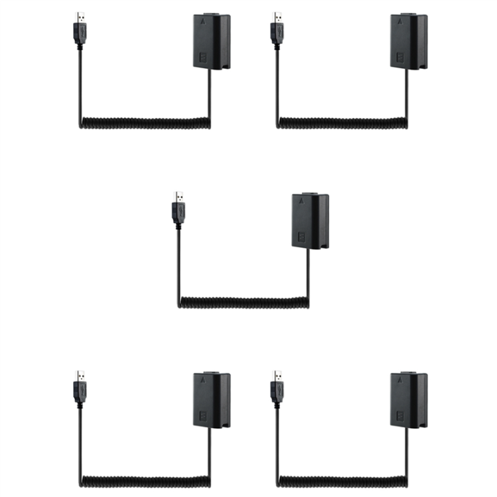 BRADOO 5X USB Charging Cable NP-FW50 Dummy Battery Spring Wire for Sony A7 A7R A7S A7M A7II A7S2 A7M2 A7R2 A6500 DC Coupler