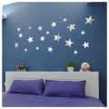 3D Sticker, 40 X Star Art Mirror Wall Sticker Surface Decal Home Room DIY Art Decor (Silver).