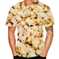 Funny popcorn T-shirts food 3D print streetwear men women casual fashion oversized short sleeve t shirt kids tees tops clothing.