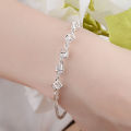 Silver Bracelets for Women Clear Cube Crystal Chain Bracelet. 