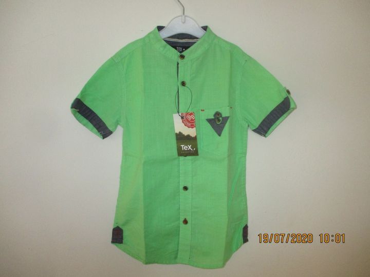 Light Green Color Boys Slab Cotton Shirt.