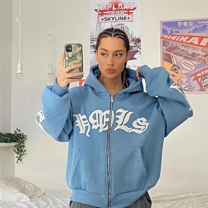 New Women's Street Hoodie Foam Zipper European and American Hoodie