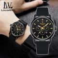 LouisWill Silicone Strap Watch For Men Men's Fashion Watch Three Eye Watch With Calendar 30M Waterproof Watch Silicone Strap Watch Retro Quartz WatchLuxury Men WatchLuminous Watch. 